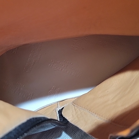 Maison Margiela Black Tabi Flat Camel Leather Split Toe Ankle Boots Mens Size 12 - Picture 14 of 16